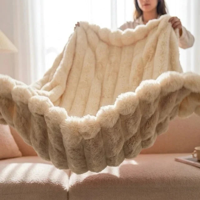 Kunstbont knuffeldeken in konijnenbontlook – zacht en warm