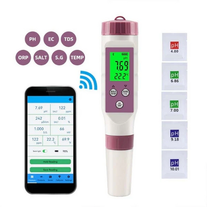 7-in-1 Digitale Waterkwaliteitsmeter met Bluetooth voor Zwembad en Aquarium