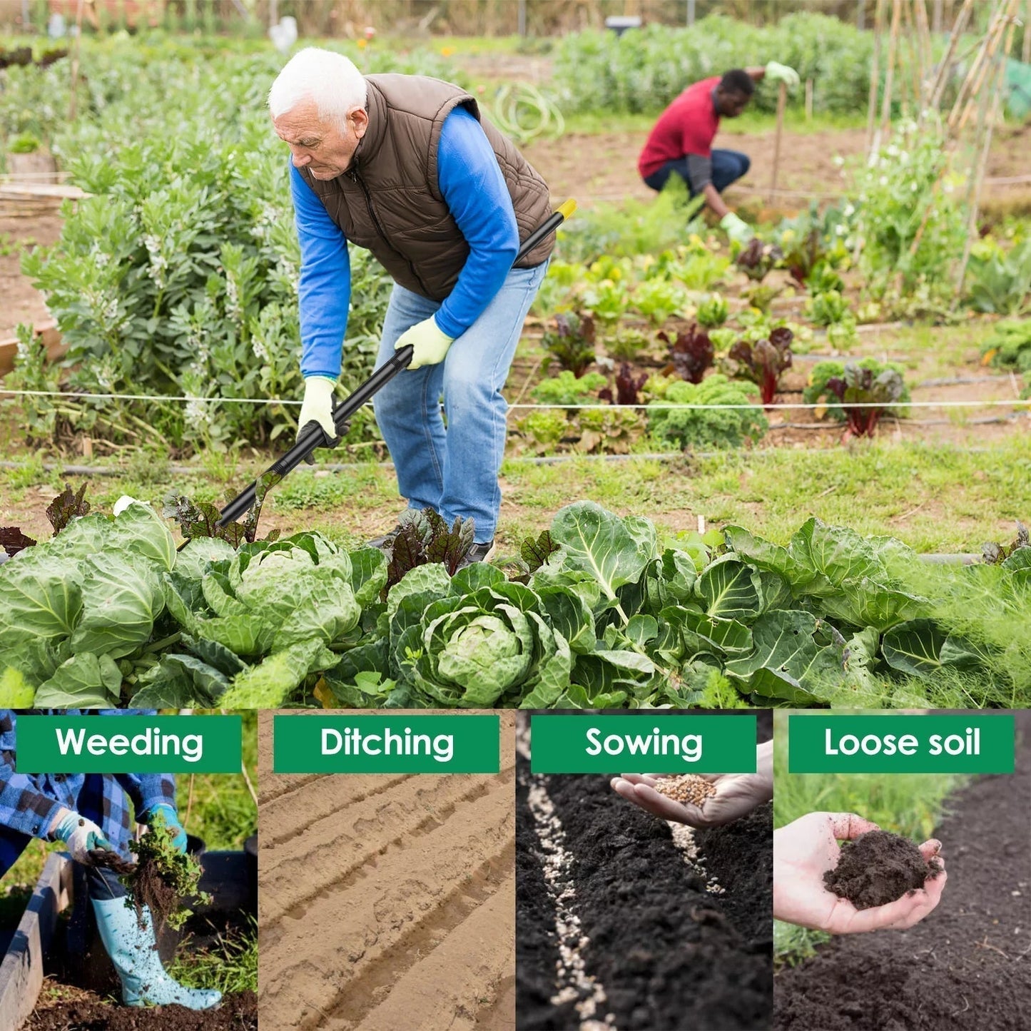 Ergonomische Tuinhak met Lange Steel – Onkruid Wieden Zonder Bukken