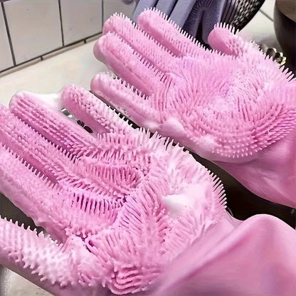 Siliconen Afwashandschoenen met Ingebouwde Borstels voor Keukenreiniging