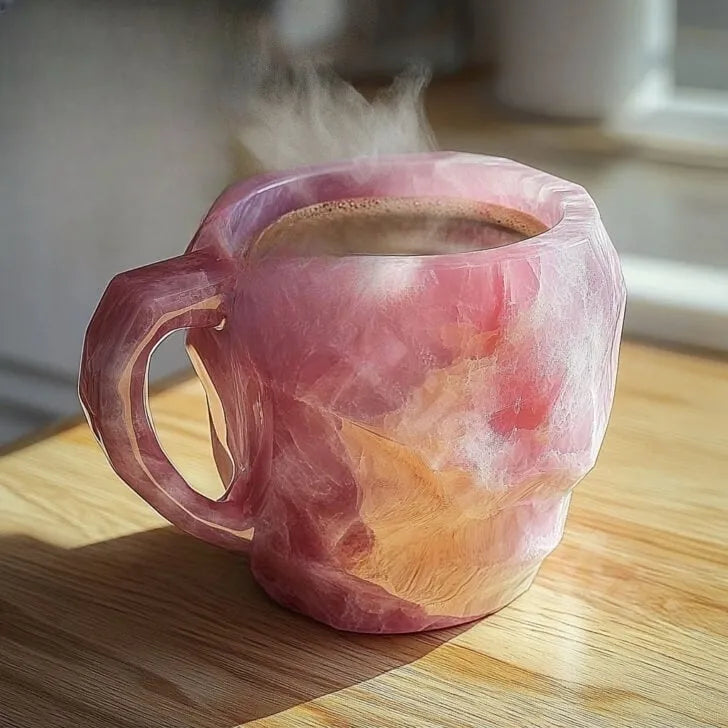 Handgemaakte Koffiekop van Mineraalsteen – Jaspis, Onyx of Kwarts