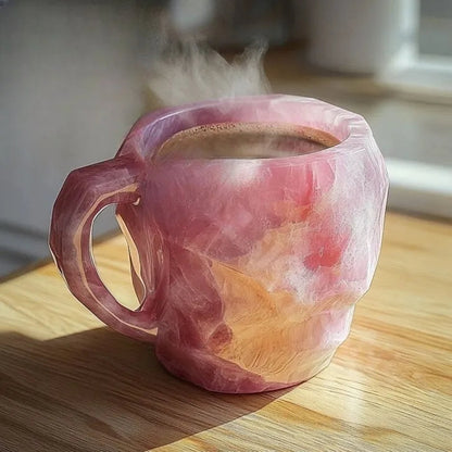 Handgemaakte Koffiekop van Mineraalsteen – Jaspis, Onyx of Kwarts