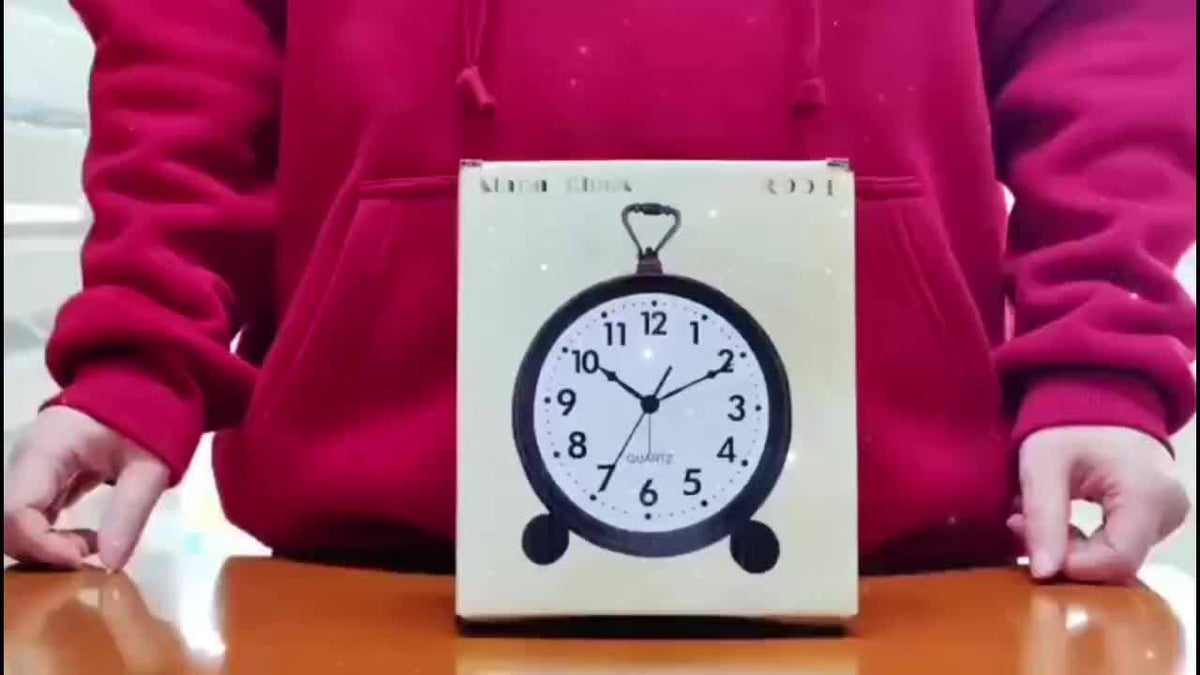 Retro metalen wekker met stil uurwerk – klassiek tafelmodel
