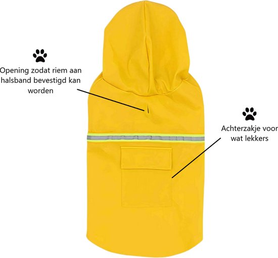 Honden-regenjas waterdicht met reflectoren voor veilige wandelingen