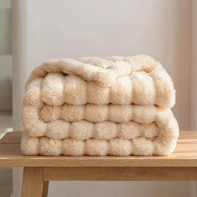 Kunstbont knuffeldeken in konijnenbontlook – zacht en warm
