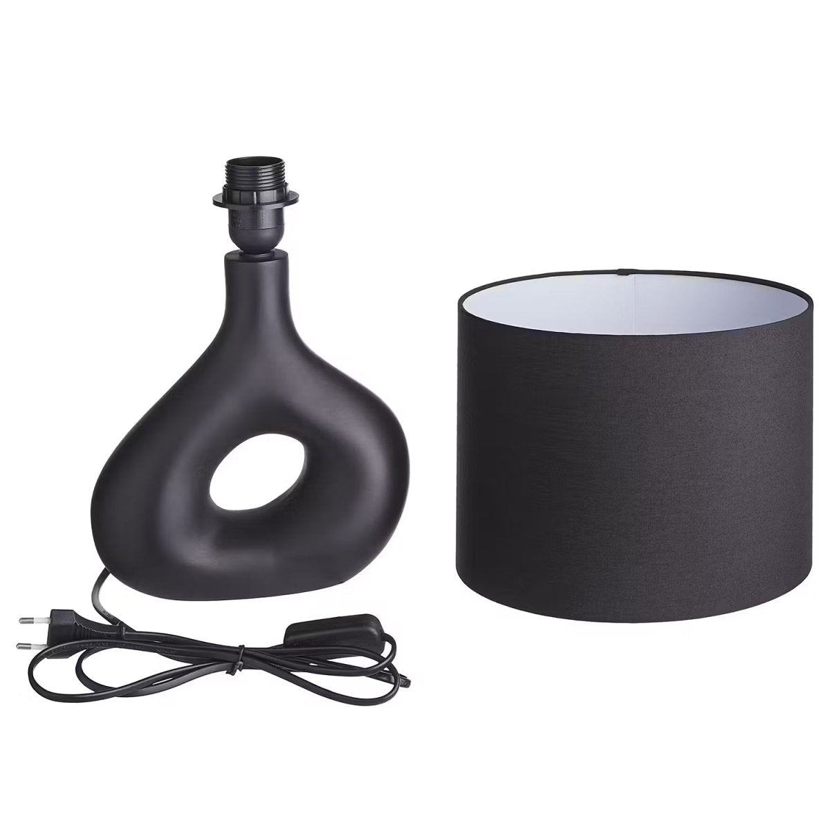 Tafellamp met keramische voet en stoffen kap – Industrieel Design