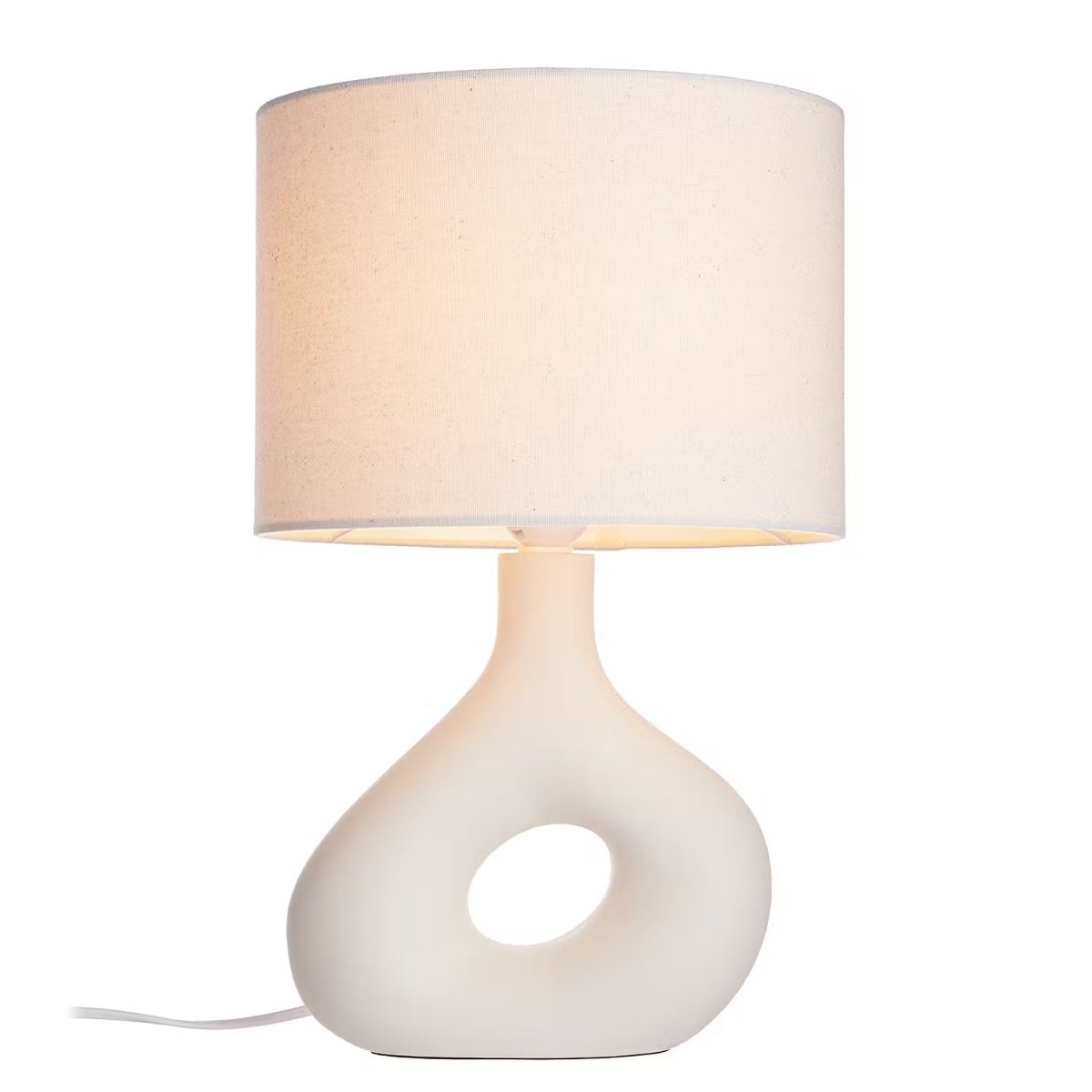 Tafellamp met keramische voet en stoffen kap – Industrieel Design