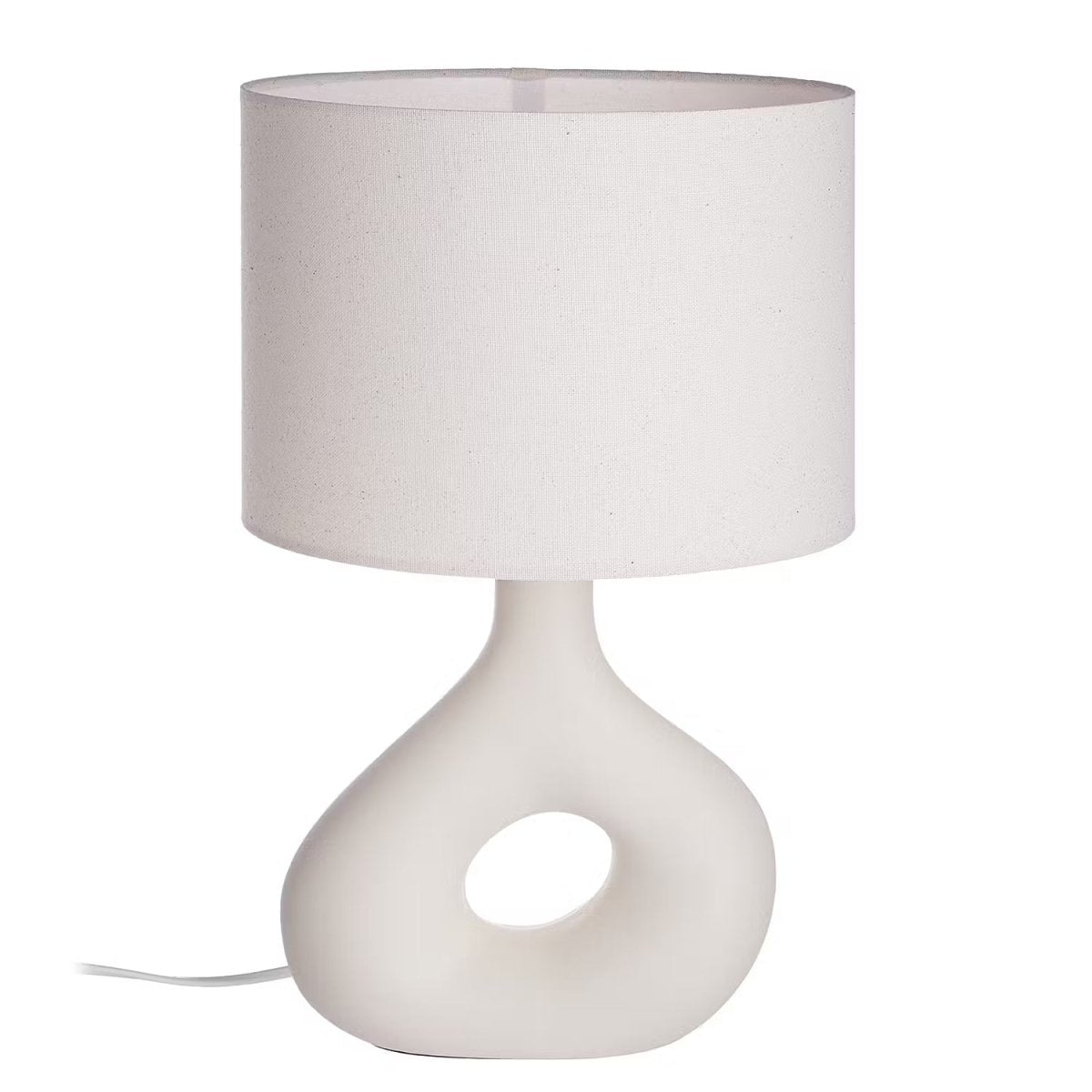 Tafellamp met keramische voet en stoffen kap – Industrieel Design