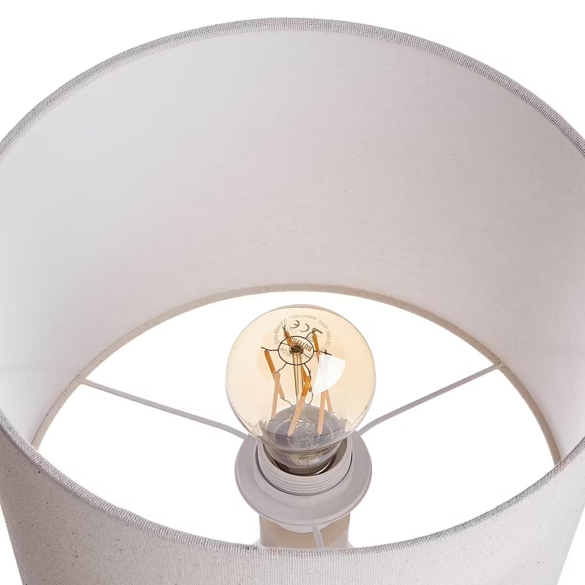 Tafellamp met keramische voet en stoffen kap – Industrieel Design