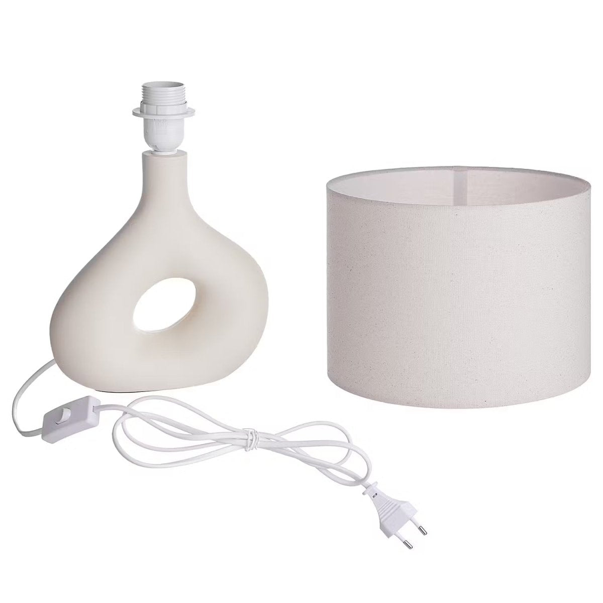 Tafellamp met keramische voet en stoffen kap – Industrieel Design