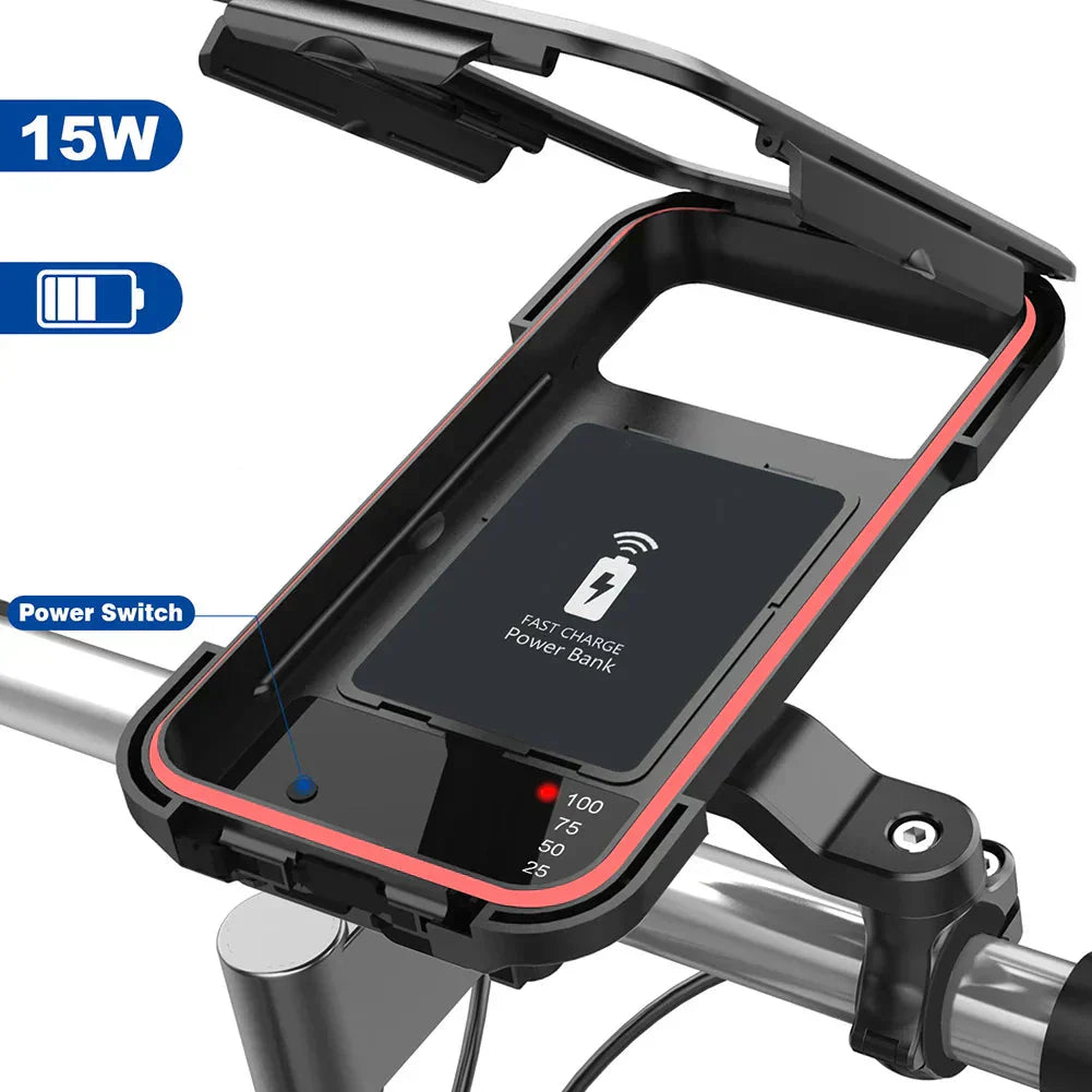 Waterdichte Fiets Telefoonhouder met Draadloos Opladen 15W