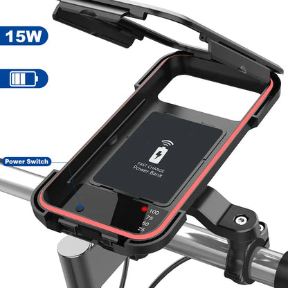 Waterdichte Fiets Telefoonhouder met Draadloos Opladen 15W