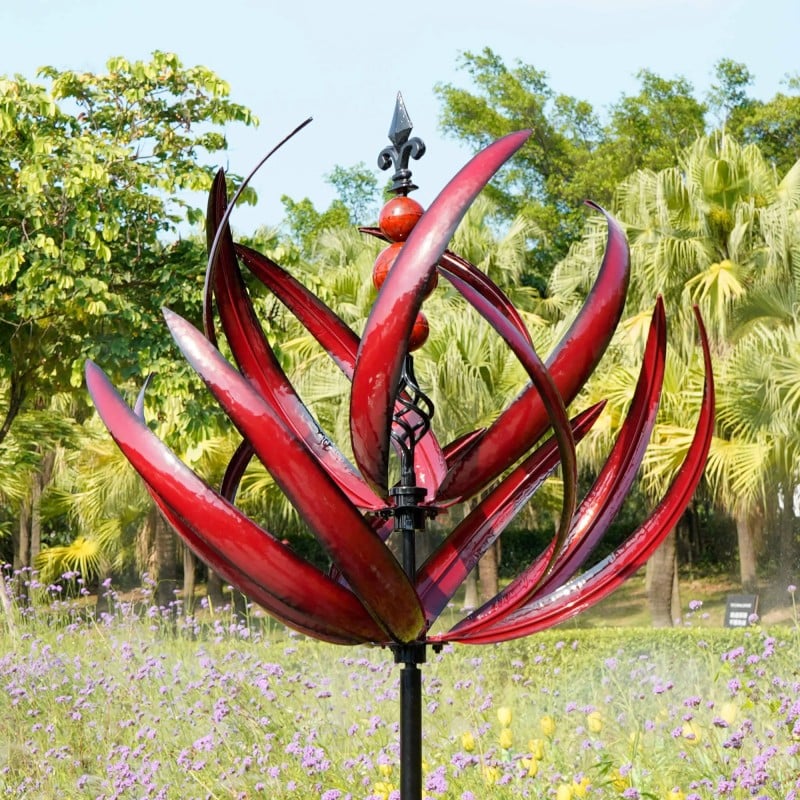 Decoratieve Windwijzer voor de Tuin in Lotusvorm – Roestvrij Staal