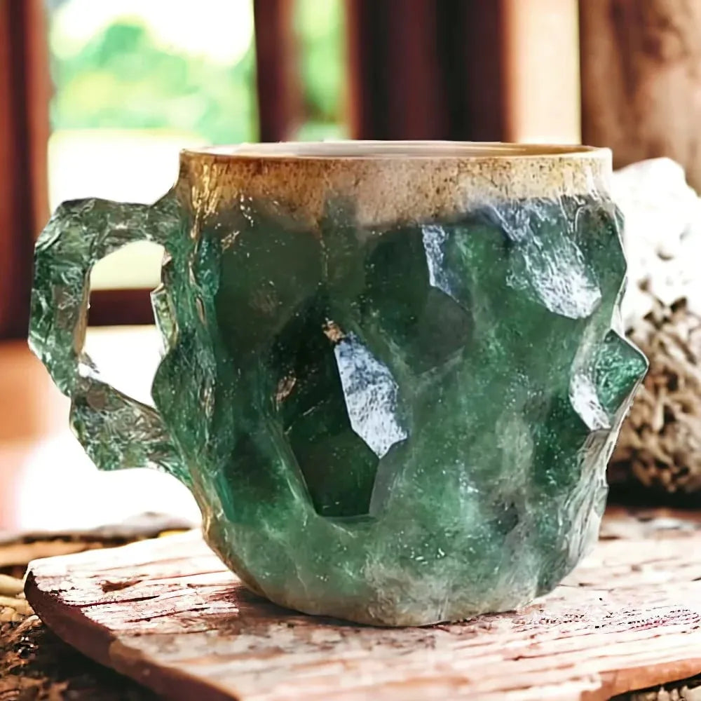 Handgemaakte Koffiekop van Mineraalsteen – Jaspis, Onyx of Kwarts