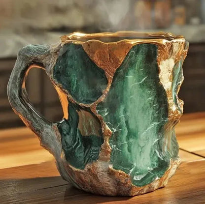 Handgemaakte Koffiekop van Mineraalsteen – Jaspis, Onyx of Kwarts