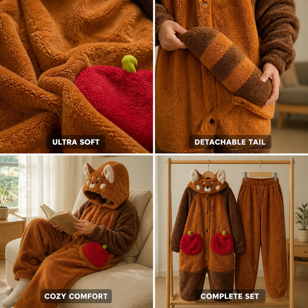 Knus capuchonbadjas met afneembare staart van polyester