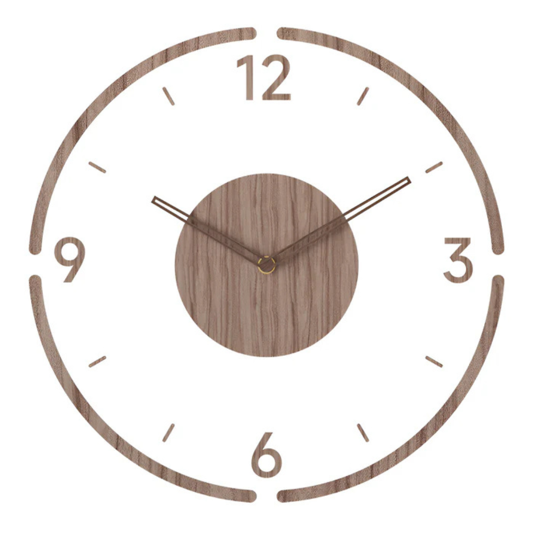 Geruisloze wandklok van acryl en hout – Modern woonkamerdesign