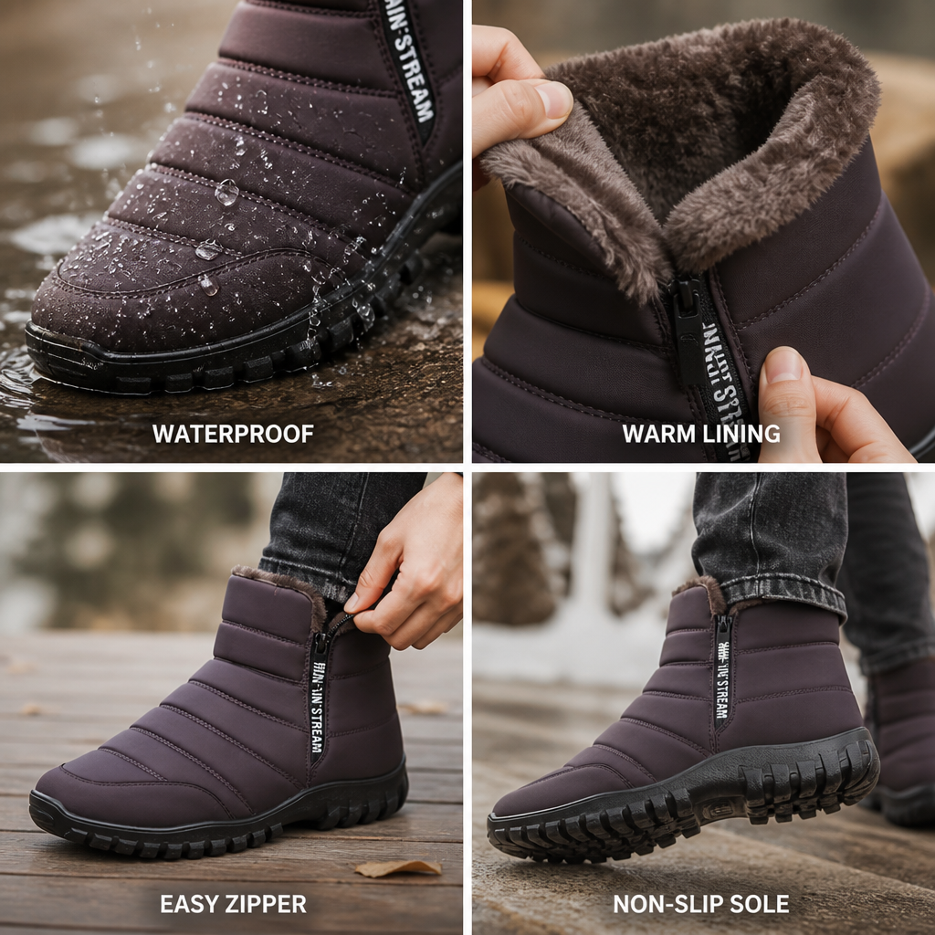 Waterdichte winterlaarzen met plateauzool en ritssluiting