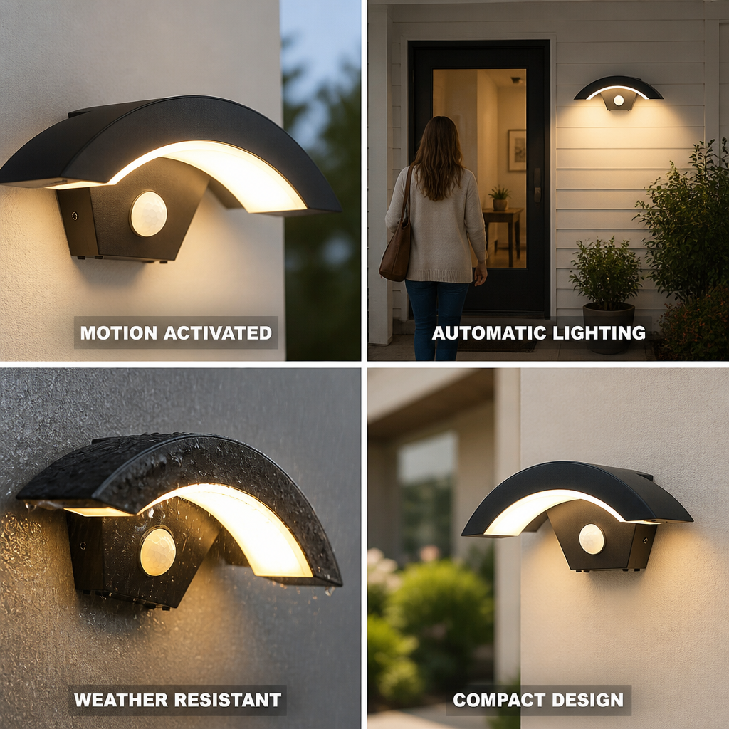 LED buitenwandlamp met bewegingssensor – warmwit licht