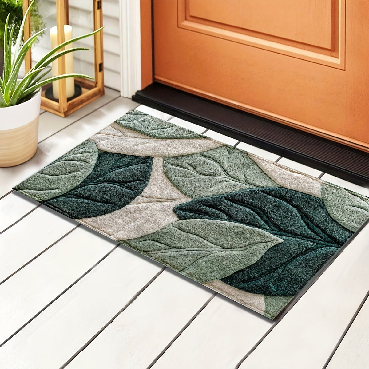 Badkamermat met bladpatroon – zacht, absorberend en antislip
