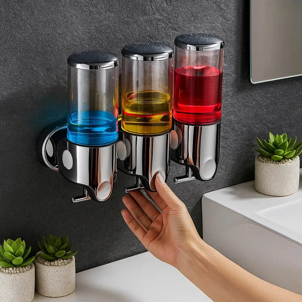 Wandzeepdispenser met 3 Compartimenten – Zonder Boren Monteerbaar
