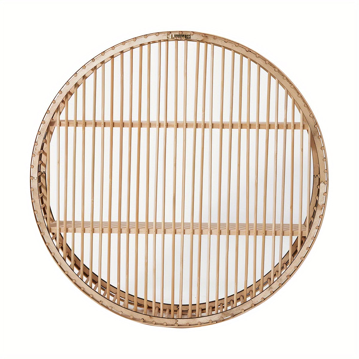 Rond bamboe wandrek handgemaakt – natuurlijke wanddecoratie