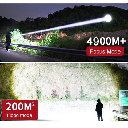 Krachtige LED Zaklamp 7500 Lumen – IPX7 Waterdicht & USB-C Oplaadbaar