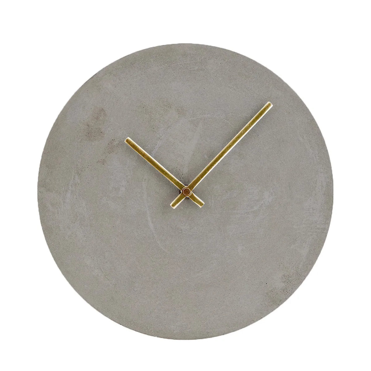 Minimalistische Betonnen Wandklok met Messing Wijzers – Scandinavisch Design