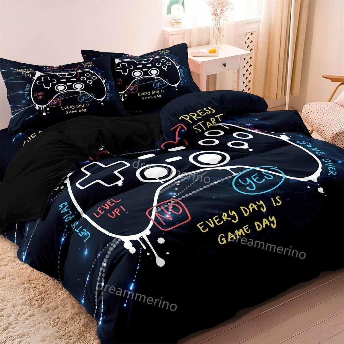 Gaming dekbedovertrekset kinderen – controller design met kussensloop