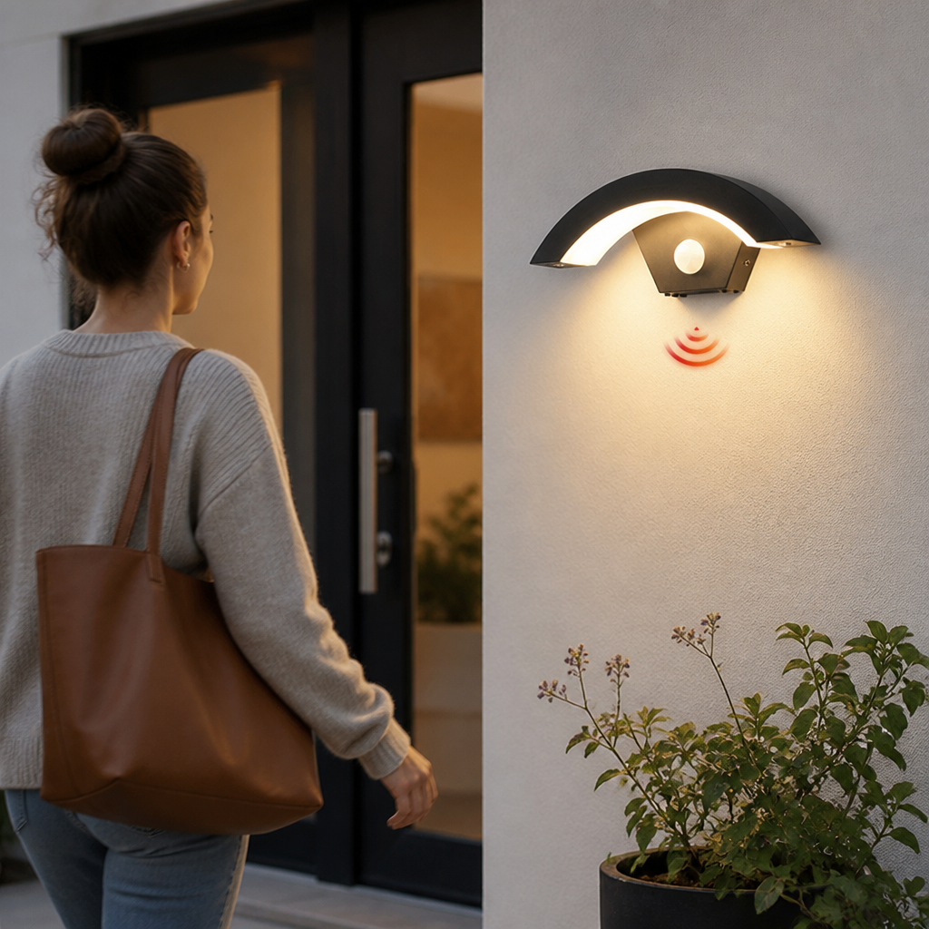 LED buitenwandlamp met bewegingssensor – warmwit licht