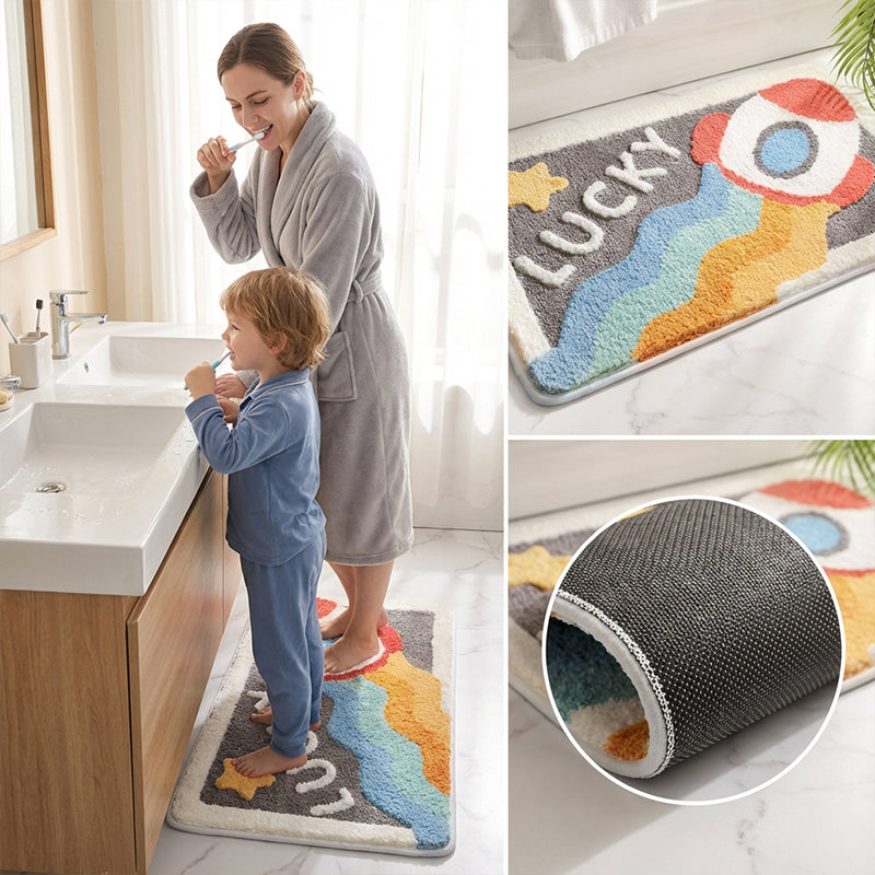 Badkamermat met raketendesign – antislip en extra absorberend