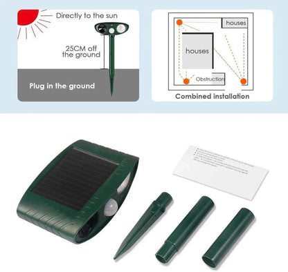 Ultrasoon Dierenafweer op Zonne-energie voor Tuin en Terras