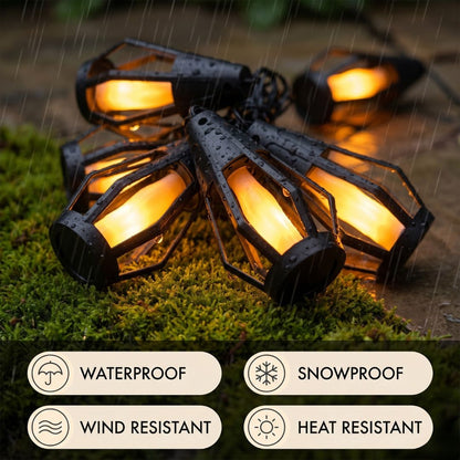 Zonne-energie LED-lichtsnoer met Vlameffect voor Tuin en Terras
