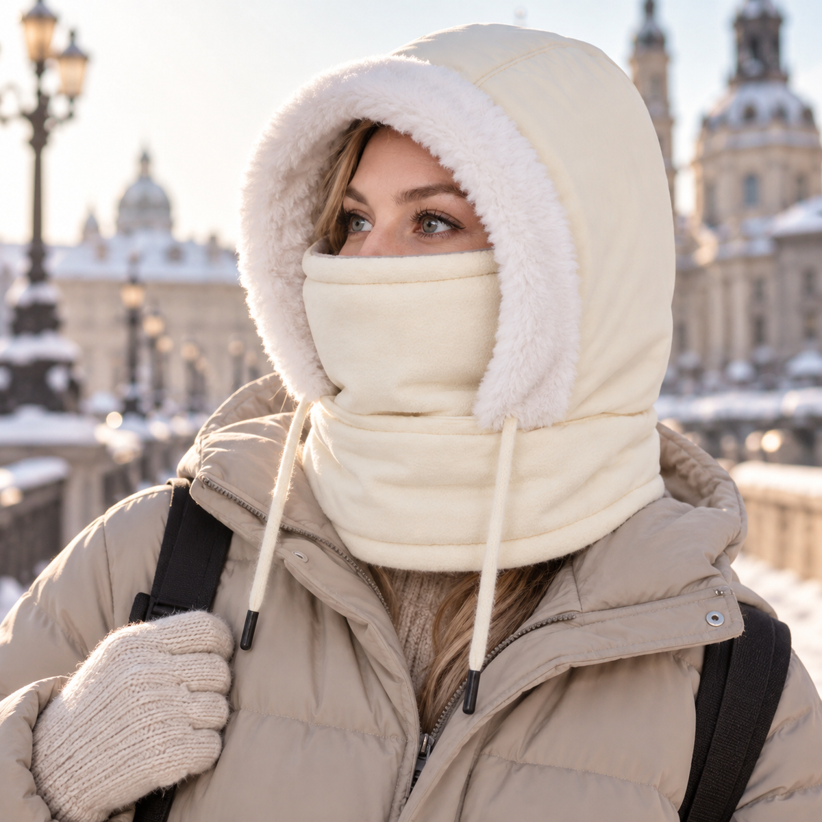 Winddichte bivakmuts met gezichtsmasker – warm gevoerd
