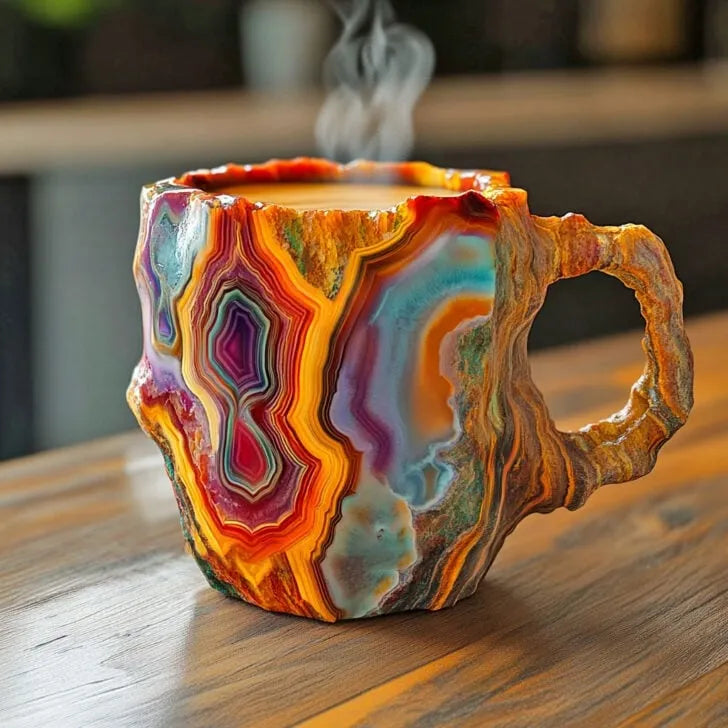 Handgemaakte Koffiekop van Mineraalsteen – Jaspis, Onyx of Kwarts