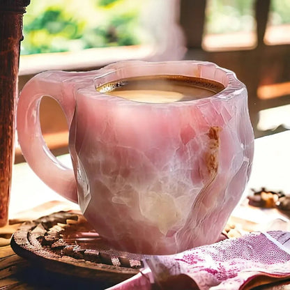 Handgemaakte Koffiekop van Mineraalsteen – Jaspis, Onyx of Kwarts