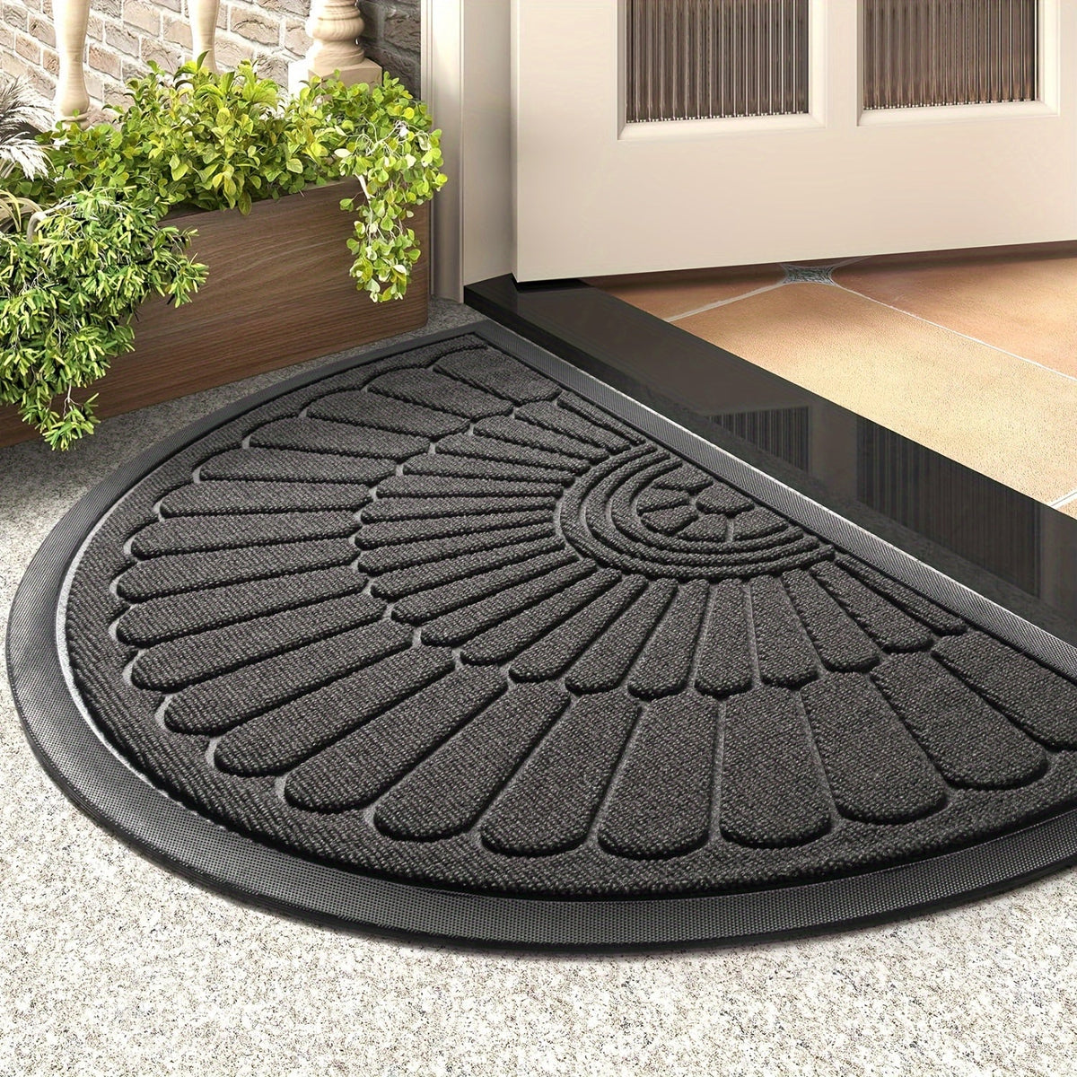 Rubberen deurmat halfrond – antislip voor binnen en buiten
