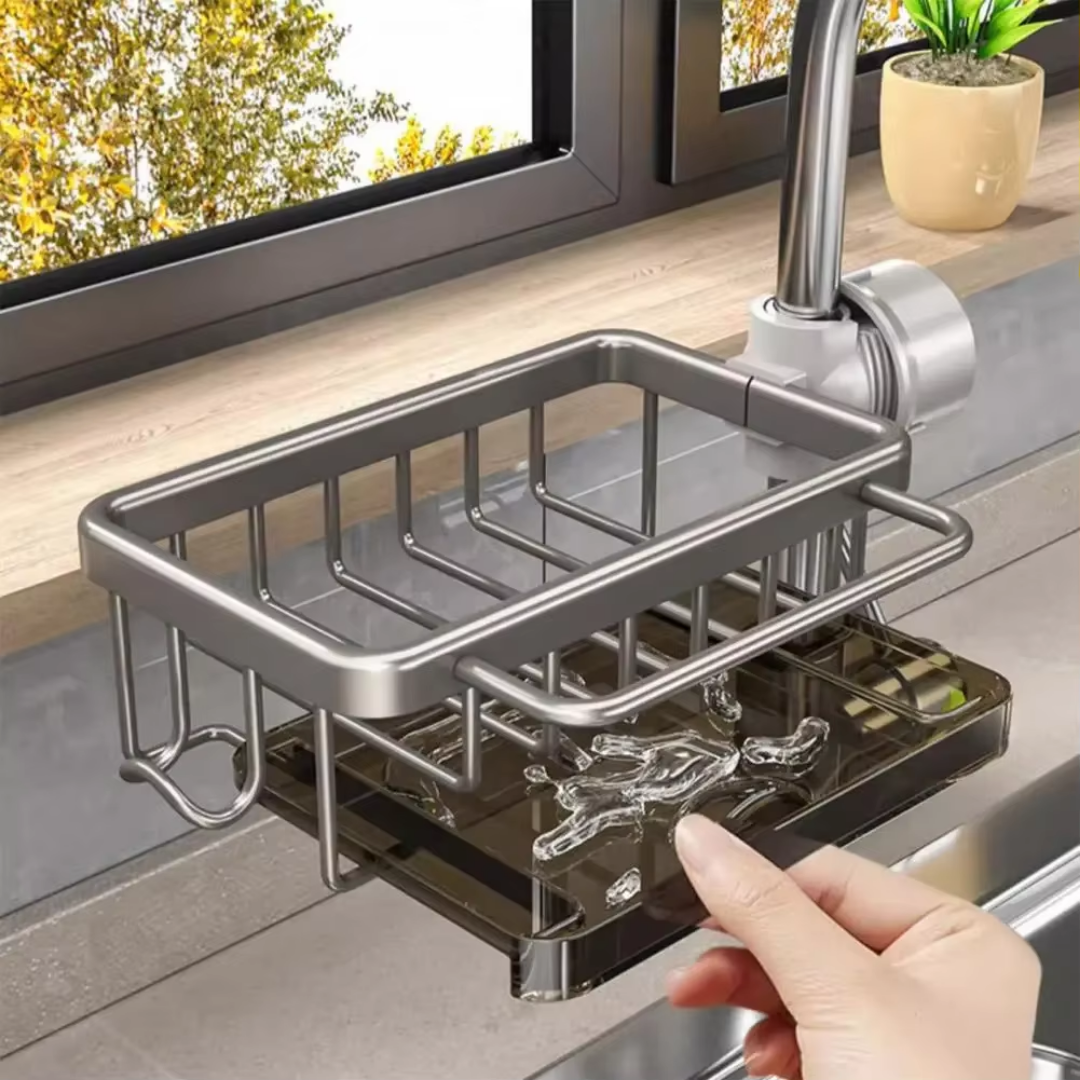 Gootsteenorganizer voor Sponzen, Borstels en Zeep – Zonder Boren