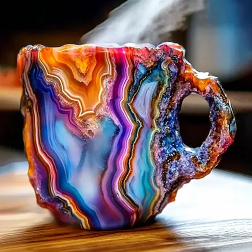 Handgemaakte Koffiekop van Mineraalsteen – Jaspis, Onyx of Kwarts