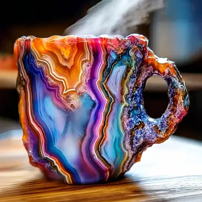 Handgemaakte Koffiekop van Mineraalsteen – Jaspis, Onyx of Kwarts