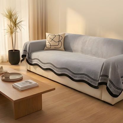 Antislip Bankhoes van Chenille met Visgraatpatroon – Machinewasbaar