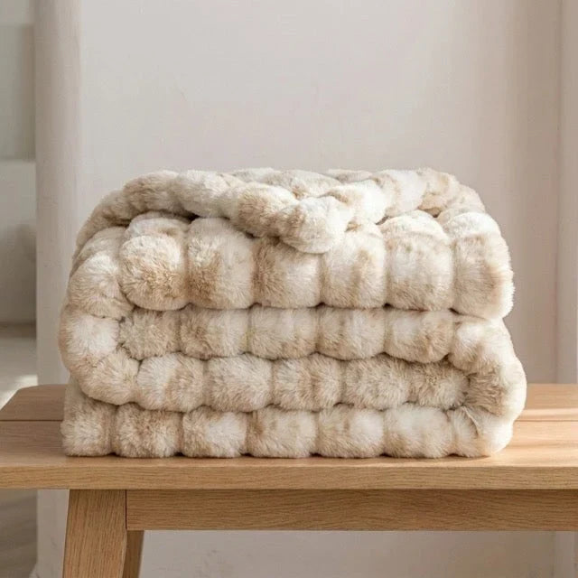 Kunstbont knuffeldeken in konijnenbontlook – zacht en warm