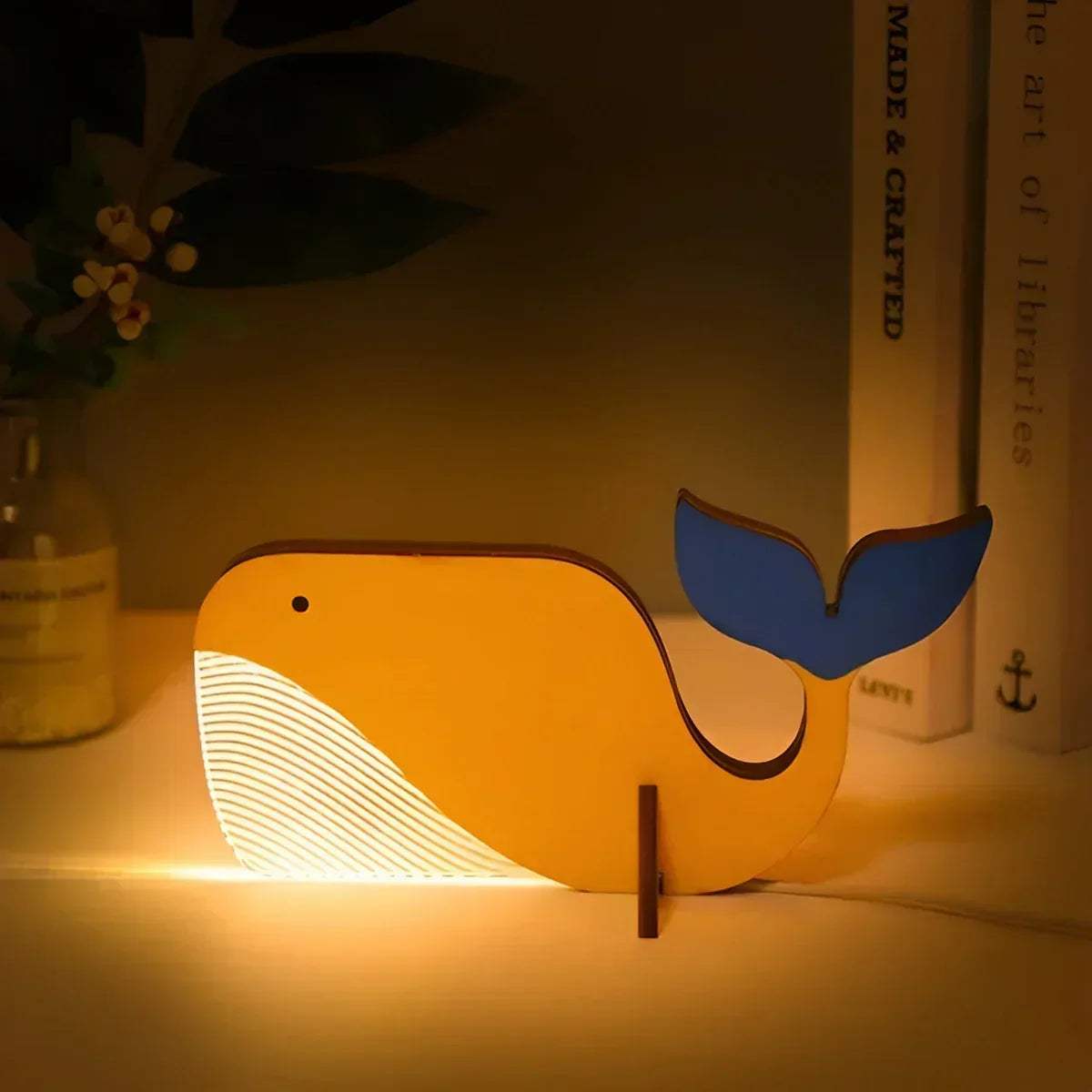 Houten tafellamp met dierenmotief – warm LED-licht