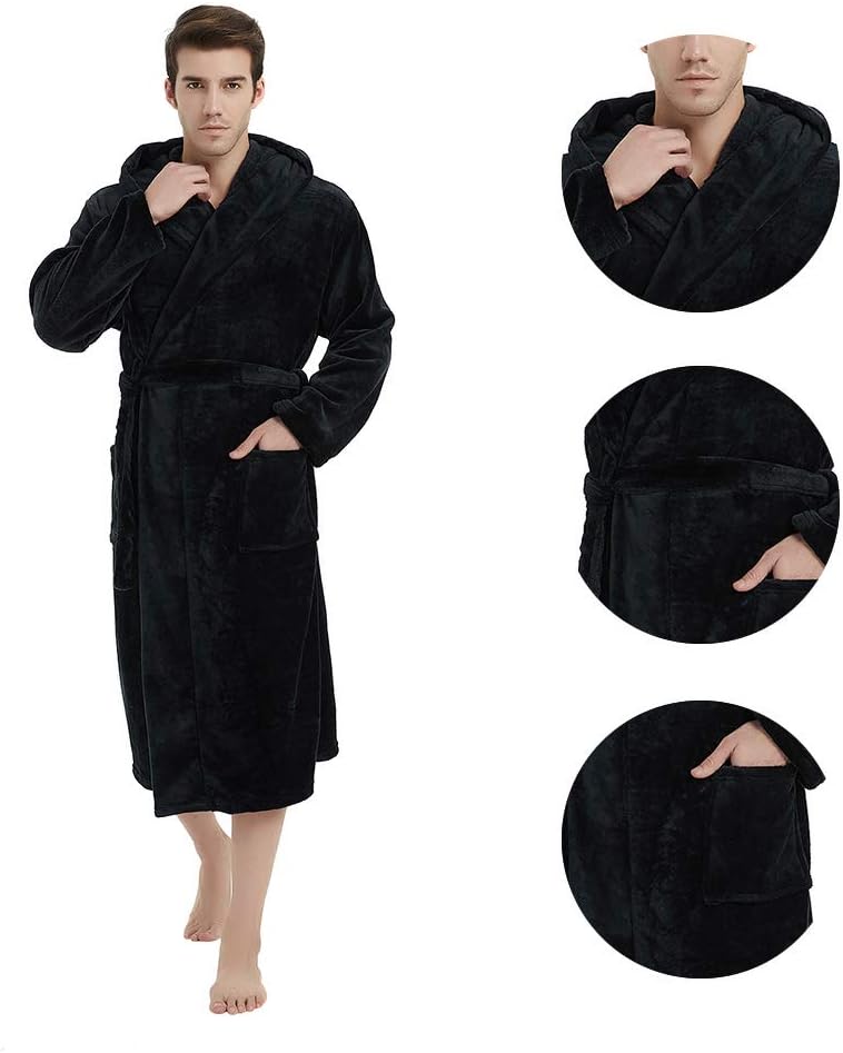 Fleece badjas met capuchon voor heren – zacht, warm en machinebestendig