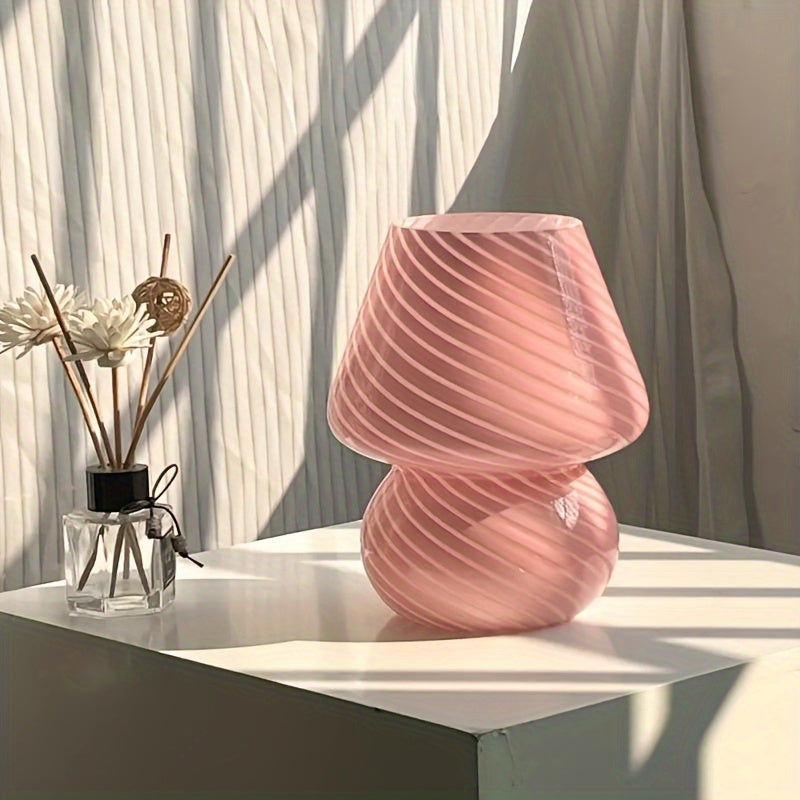 Glazen paddenstoellamp met retro design en dimfunctie