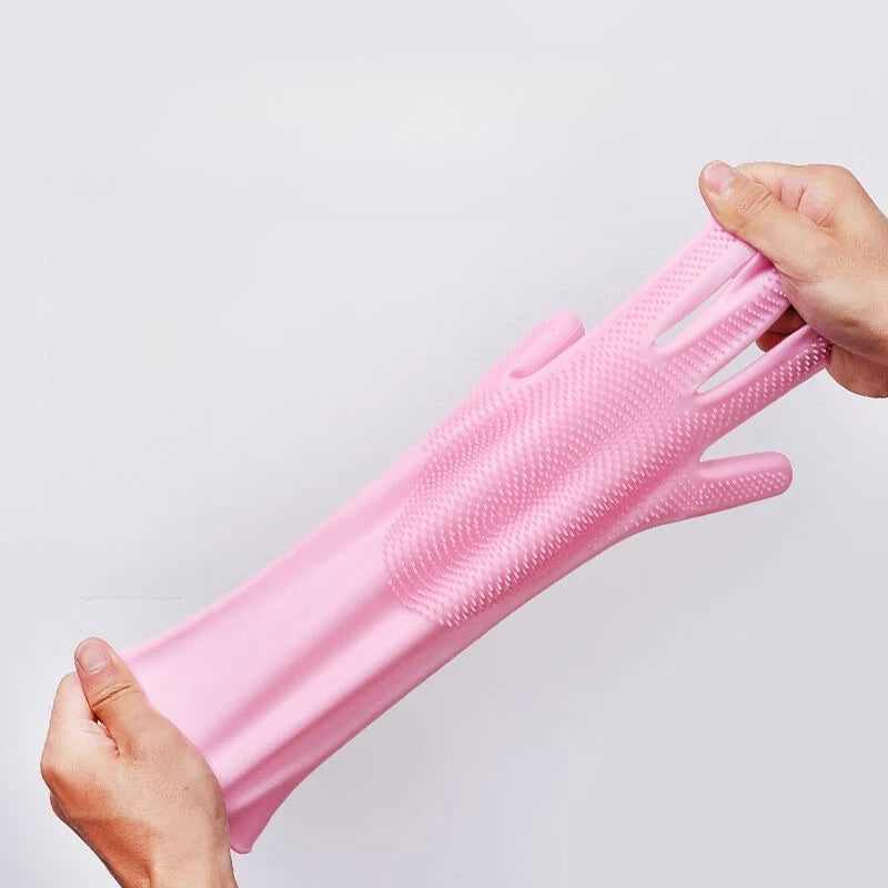 Siliconen Afwashandschoenen met Ingebouwde Borstels voor Keukenreiniging