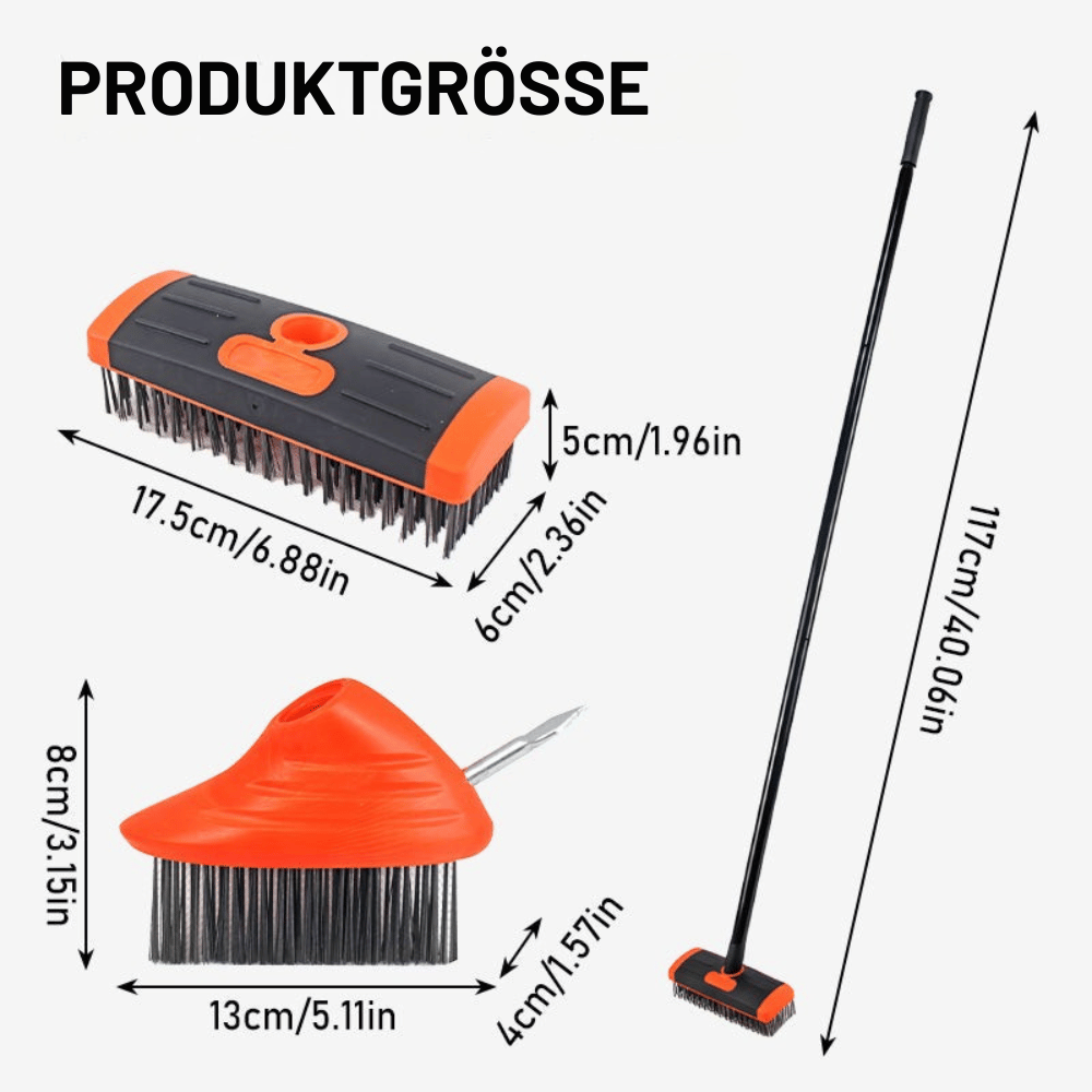 3-in-1 Voegenborstel met Verstelbare Steel voor Terras, Oprit en Stoep