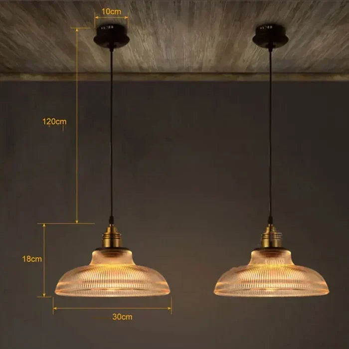 Geribbelde Glazen Hanglamp met Messing Fitting – E27 Pendellamp