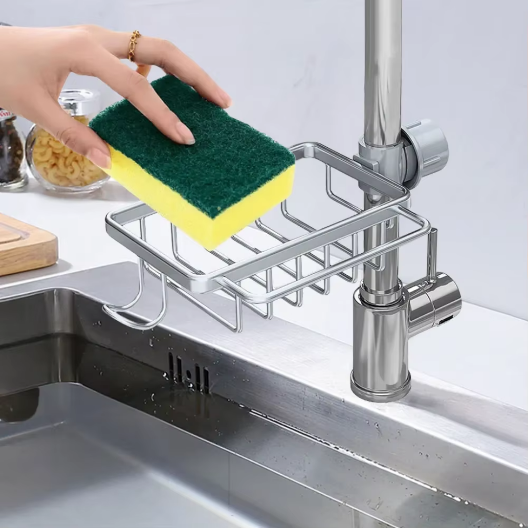 Gootsteenorganizer voor Sponzen, Borstels en Zeep – Zonder Boren