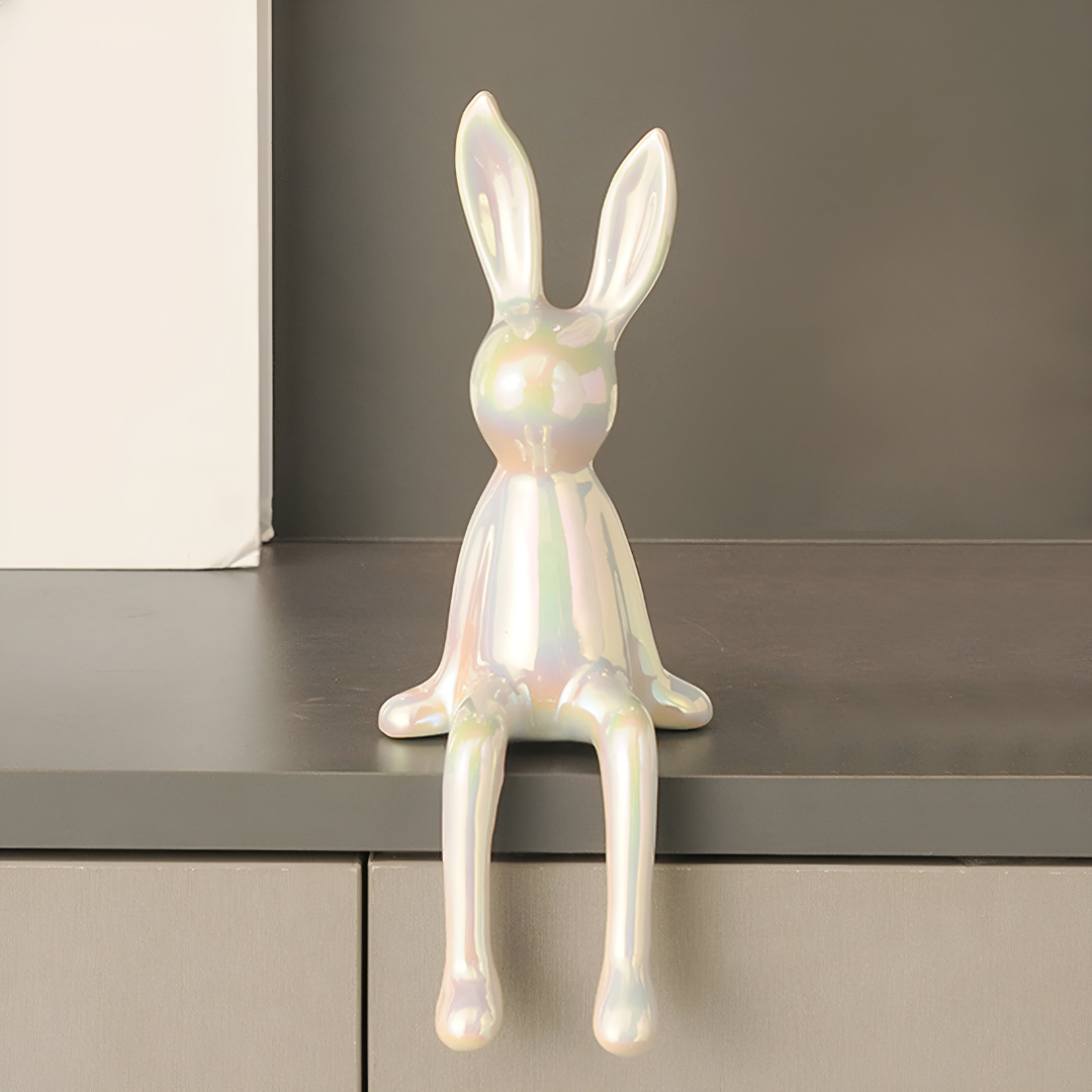 Keramisch Hazenbeeldje voor Moderne Woondecoratie